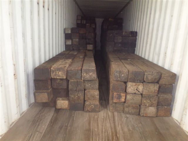 Used Rail Road Ties in Container